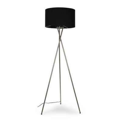 Valuelights Camden Chrome Tripod Floor Lamp With Black Drum Shade And Bulb - image 1