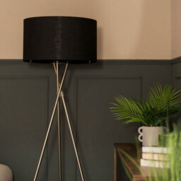 Valuelights Camden Chrome Tripod Floor Lamp With Black Drum Shade And Bulb - thumbnail 6