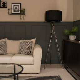 Valuelights Camden Chrome Tripod Floor Lamp With Black Drum Shade And Bulb - thumbnail 3