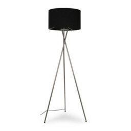 Valuelights Camden Chrome Tripod Floor Lamp With Black Drum Shade And Bulb