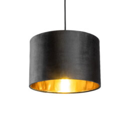 CGC Lighting Cgc Nila Luxury Black Velvet & Gold Inner Round Pendant Drum Shade