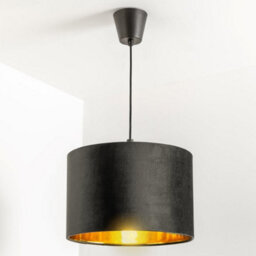 CGC Lighting Cgc Nila Luxury Black Velvet & Gold Inner Round Pendant Drum Shade - thumbnail 3