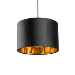 CGC Lighting Cgc Nila Luxury Black Velvet & Gold Inner Round Pendant Drum Shade - thumbnail 2