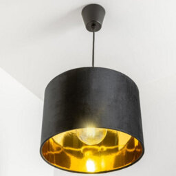 CGC Lighting Cgc Nila Luxury Black Velvet & Gold Inner Round Pendant Drum Shade - thumbnail 4