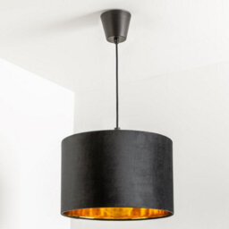 CGC Lighting Cgc Nila Luxury Black Velvet & Gold Inner Round Pendant Drum Shade - thumbnail 6