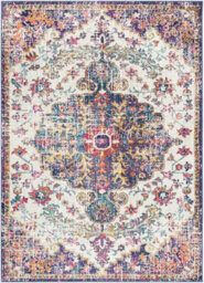 Livabliss Harput-Vintage Blue Orange Yellow Grey Traditional Boho Living Dining Bedroom Rug 160 X 220 Cm Easy Care, Non Shedding - thumbnail 1