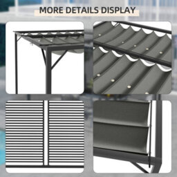 Outsunny Metal Pergola Patio Sun Shelter Grape Tent Retractable Canopy Uv Cut - thumbnail 5