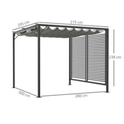Outsunny Metal Pergola Patio Sun Shelter Grape Tent Retractable Canopy Uv Cut - thumbnail 3