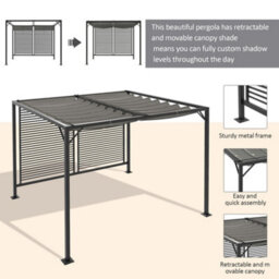 Outsunny Metal Pergola Patio Sun Shelter Grape Tent Retractable Canopy Uv Cut - thumbnail 4