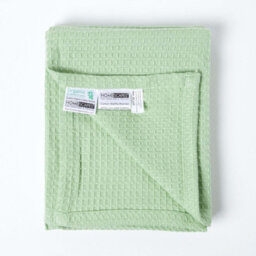 Homescapes Organic Cotton Waffle Baby Blanket Sage Green, 90 X 112 Cm - thumbnail 4