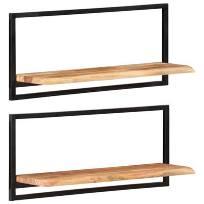 Berkfield Wall Shelves 2 Pcs 80X25X35 Cm Solid Wood Acacia And Steel - image 1