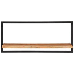 Berkfield Wall Shelves 2 Pcs 80X25X35 Cm Solid Wood Acacia And Steel - thumbnail 2