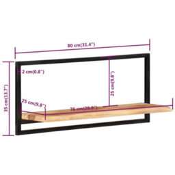 Berkfield Wall Shelves 2 Pcs 80X25X35 Cm Solid Wood Acacia And Steel - thumbnail 7