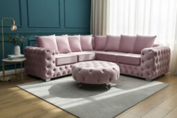 Stratus Interiors Ashley Corner Sofa Chesterfield Scatter Back - Doorstep Delivery Only No Assembly - Corner L Shape - Pink