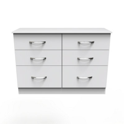 Heddon 6 Drawer Wide Chest In White Matt (Ready Assembled) - image 1