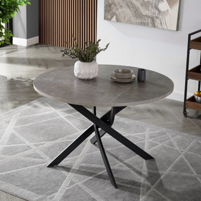 Home Detail Rico 100Cm Round Concrete Effect Dining Table Black Legs - image 1