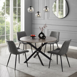 Home Detail Rico 100Cm Round Concrete Effect Dining Table Black Legs - thumbnail 6