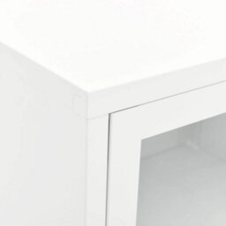 Berkfield Tv Cabinet White 90X30X44 Cm Steel And Glass - thumbnail 8