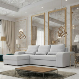 Virago Living Room Corner Sofa Bed Polyurethane Foam Wave Spring Wooden Legs Loose Cushions 285X165X90Cm Light Grey Left