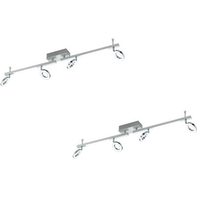 2 Pack Wall 6 Spot Light Aluminium Chrome Shade Satined Plastic Led 3.2W 2X3.3W - image 1