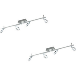 2 Pack Wall 6 Spot Light Aluminium Chrome Shade Satined Plastic Led 3.2W 2X3.3W - thumbnail 1