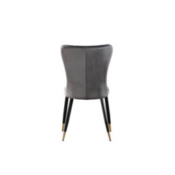 Life Interiors Set Of 4 Grey New York Modern Velvet Dining Chairs With High Back, Black Metal Legs, And Gold Tips - thumbnail 5