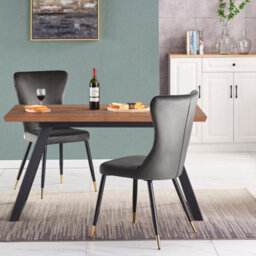 Life Interiors Set Of 4 Grey New York Modern Velvet Dining Chairs With High Back, Black Metal Legs, And Gold Tips - thumbnail 8
