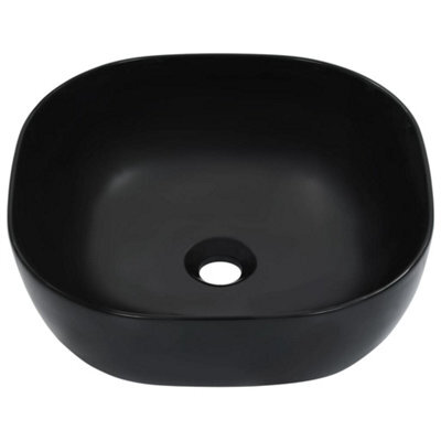 Berkfield Contemporary Wash Basin 42.5X42.5X14.5 Cm Ceramic Black - image 1