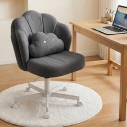 Gtplayer Office Desk Chair Makeup Vanity Chair Swivel Armless Height Adjustable Bedroom Dressing Table Chairs, Linen Grey - thumbnail 2