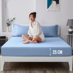 Ameha Plain Microfiber Fitted Sheet 25Cm Deep Pocket-Hypoallergenic Easy Care Light Blue Fitted Sheets Uk Double (137X190Cm) - thumbnail 4
