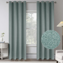 Aspire Homeware Sage Green Linen 100% Blackout Curtain-Thermal Insulated Eyelet Room Darkening Curtain Pair (W)168Cm X (D)228Cm