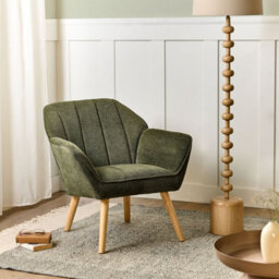 Wyld And Coco Retrolux Armchair Green - Water-Repellent Fabric, Rubberwood Legs, Compact Retro Design. - thumbnail 2