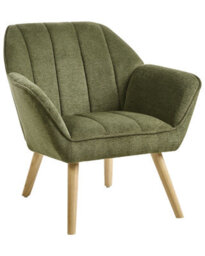 Wyld And Coco Retrolux Armchair Green - Water-Repellent Fabric, Rubberwood Legs, Compact Retro Design. - thumbnail 3