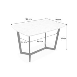 Sweeek -  4-6 Seater Marble-Effect Dining Table, Black Metal Legs, 120Cm, Opale - thumbnail 6