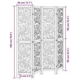 Vidaxl Room Divider 4 Panels Black Solid Wood Paulownia - thumbnail 8