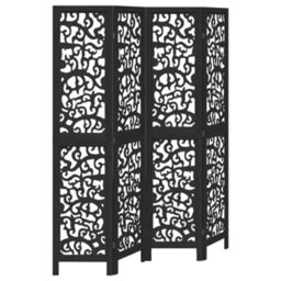 Vidaxl Room Divider 4 Panels Black Solid Wood Paulownia - thumbnail 2