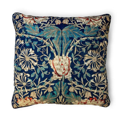 William Morris Honeysuckle Filled Cushion Blue/gold (55Cm X 55Cm)