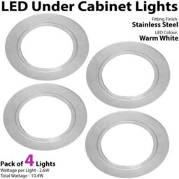 Brushed Nickel Round Flush Under Cabinet Kitchen Light Kit With Warm White Led - thumbnail 3