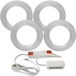 Brushed Nickel Round Flush Under Cabinet Kitchen Light Kit With Warm White Led - thumbnail 1