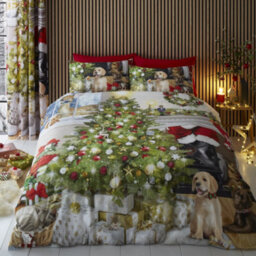 Fusion Christmas Tree Festive Scene Print Duvet Cover Set - thumbnail 1
