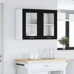 Walplus Hanging Glass Cabinet Black Oak 80 X 31 X 60 Cm Engineered Wood - thumbnail 4