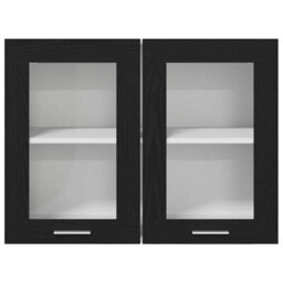 Walplus Hanging Glass Cabinet Black Oak 80 X 31 X 60 Cm Engineered Wood - thumbnail 7