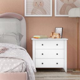 Costway 3-Drawer Wooden Dresser Chest Of Drawers With 3 Drawers & Round Metal Knobs - thumbnail 5