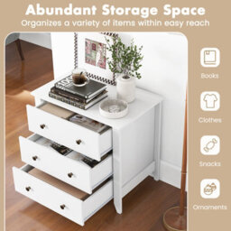 Costway 3-Drawer Wooden Dresser Chest Of Drawers With 3 Drawers & Round Metal Knobs - thumbnail 7