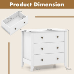 Costway 3-Drawer Wooden Dresser Chest Of Drawers With 3 Drawers & Round Metal Knobs - thumbnail 2