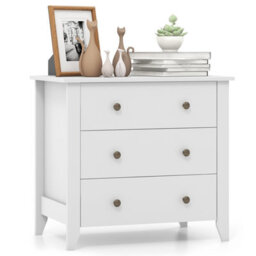 Costway 3-Drawer Wooden Dresser Chest Of Drawers With 3 Drawers & Round Metal Knobs - thumbnail 1