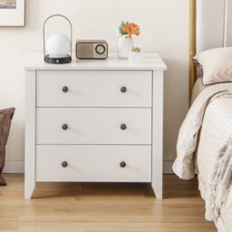 Costway 3-Drawer Wooden Dresser Chest Of Drawers With 3 Drawers & Round Metal Knobs - thumbnail 4
