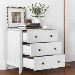 Costway 3-Drawer Wooden Dresser Chest Of Drawers With 3 Drawers & Round Metal Knobs - thumbnail 3