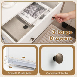 Costway 3-Drawer Wooden Dresser Chest Of Drawers With 3 Drawers & Round Metal Knobs - thumbnail 8