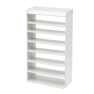 8 Tier Wooden Hallway Shoe Rack Open Shelves Shoe Cabinet Storage Units White - image 1